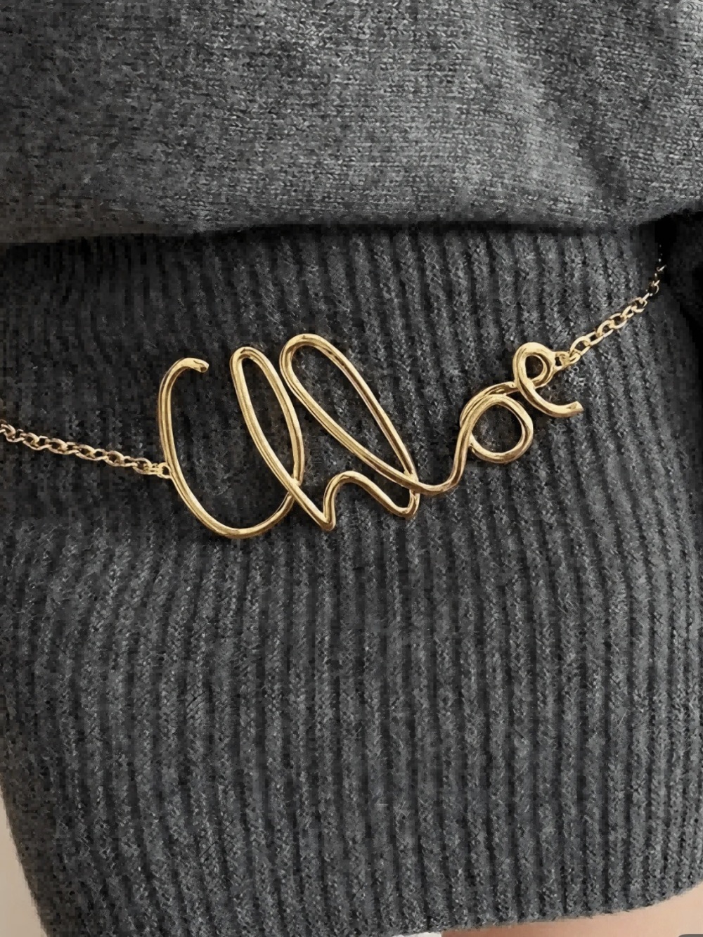 Gold Script 'Chloe' Chain Belt